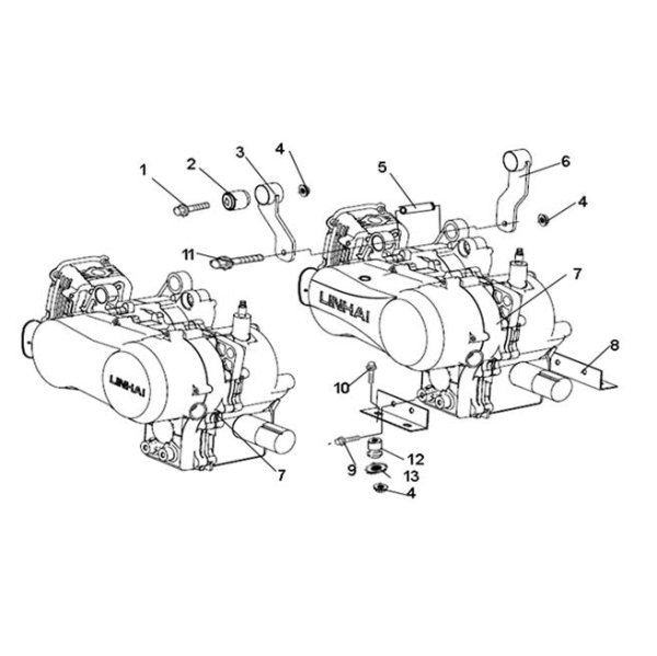 (8) - Halterung Motor - Linhai ATV 200