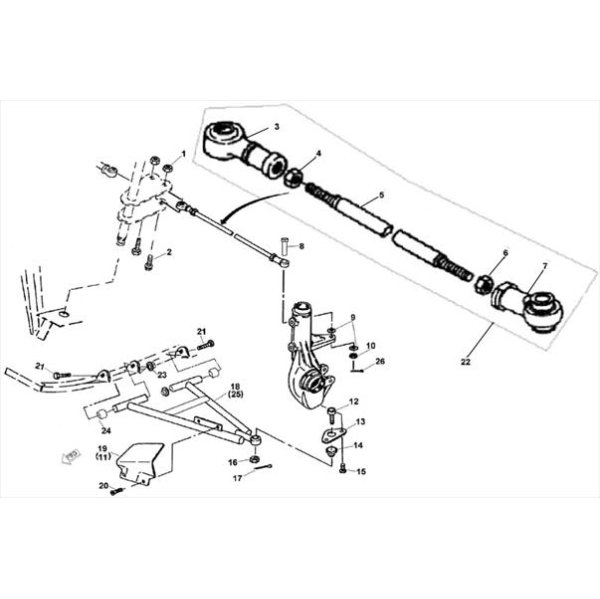 (8) - Schraube M12x1,25x55 für Splint M10x1.25x55 - Linhai ATV 310