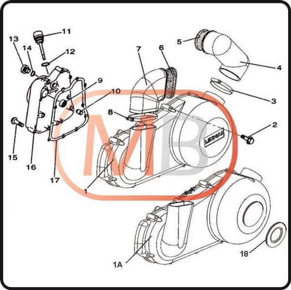 (18) - Capot moteur rond droit - Moteur carburateur Linhai 352cc Linhai
