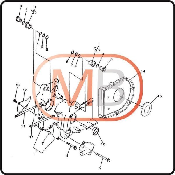 (8) - Vis à collerette M6x70 chromée - Moteur carburateur Linhai 352cc Linhai