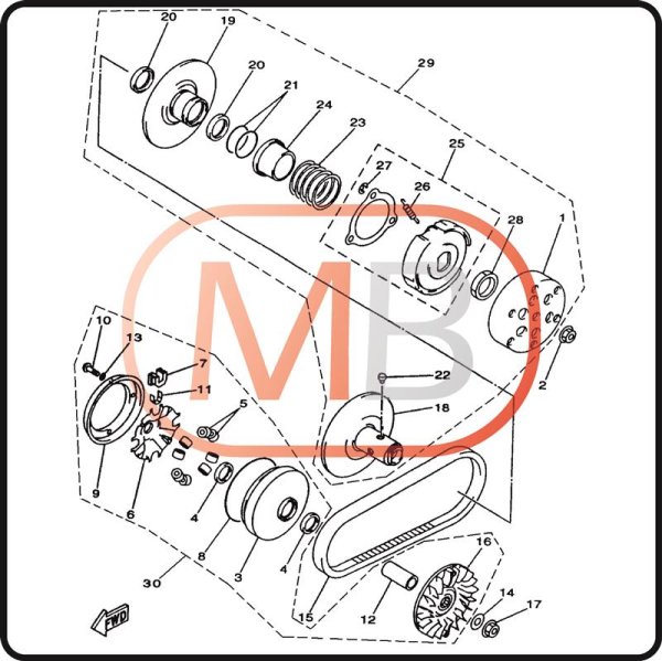 (15) - Aandrijfriem - Linhai 352cc Linhai carburateurmotor