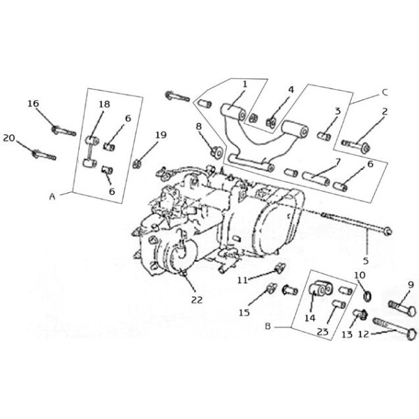 (2) - Engine mount screw M12x62 - Linhai ATV 410IS / Hytrack HY410IS