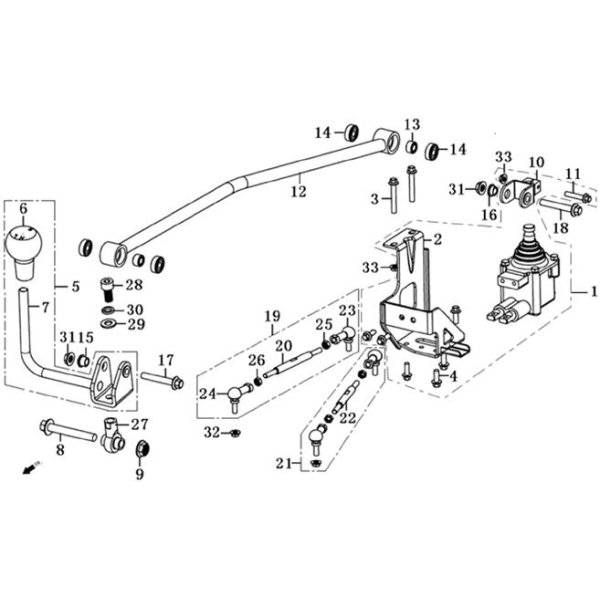 (5) - Schalthebel komplett - Linhai ATV 520 / Hytrack HY550