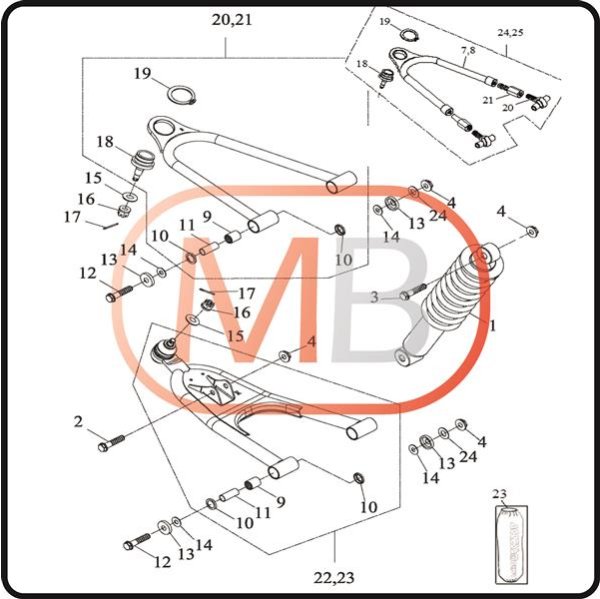 (7) -  screw M8x16 hexagon with waistband - Access Xtreme 300 Enduro