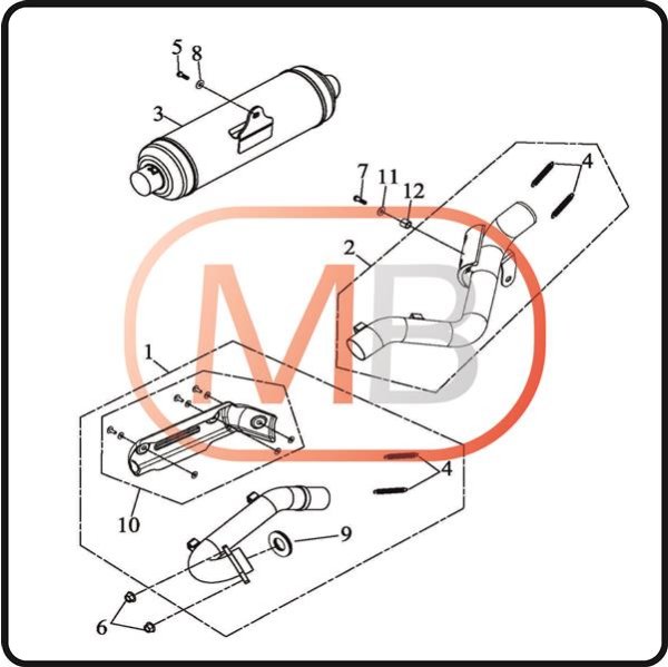 (2) -  Exhaust pipe in the middle with cover - Xtreme 480 Enduro ab RK3SPA3E19A001002