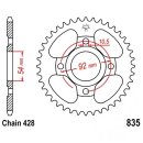 Kettenrad 44Z Teilung 428 Innendurchmesser 054 Lochkreis 092