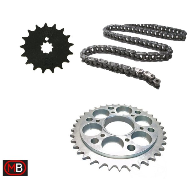 Drive chain kit DID - 17/40-96 - DID GB520ATV2/96 - X-ring chain - open with clip lock - gold + black