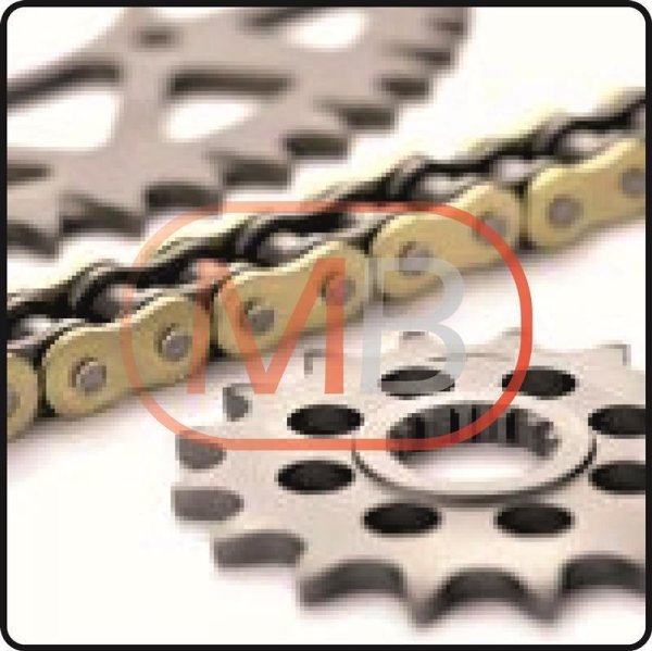 Drive chain kit RK Dinli 450 - 14/42-96 RK X.Ring chain GB520XSO2/096 - open chain with clip lock - gold + gold